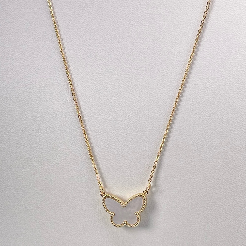 Gold white Butterfly Necklace